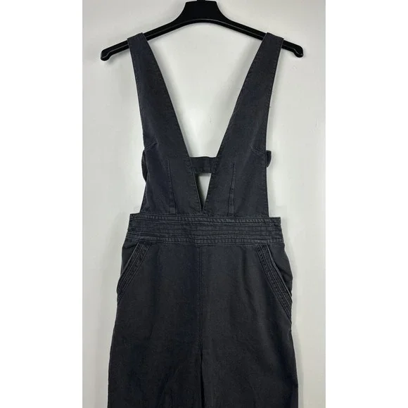 Pilcro x Anthropologie Puddle Jumpsuit Wide Leg Faded Black Raw Hem 28 Tall - Picture 4 of 16